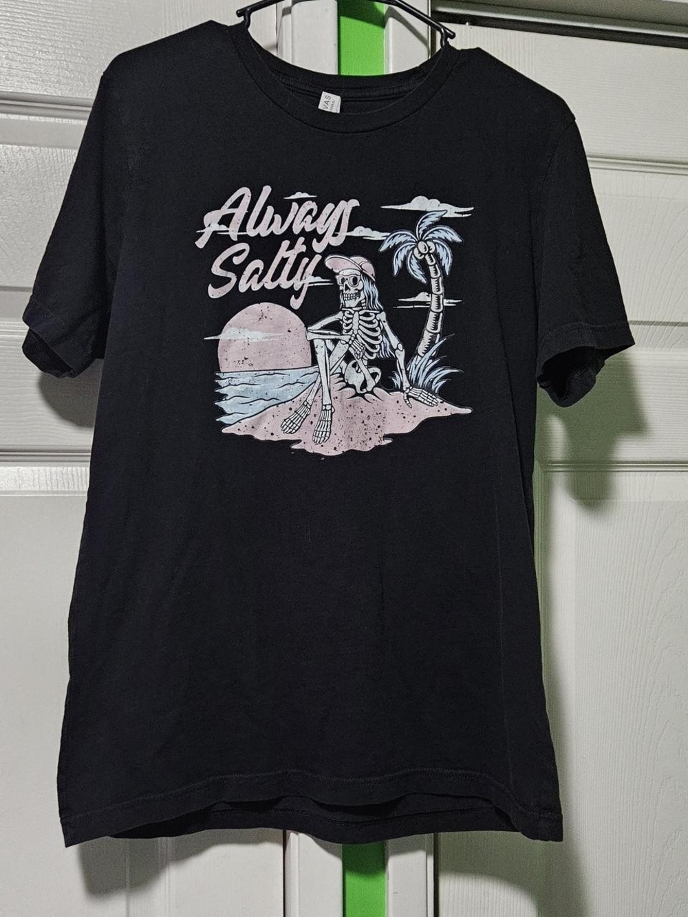 Bella Canvas Black "Always Salty" Skeleton Beach Graphic Tee